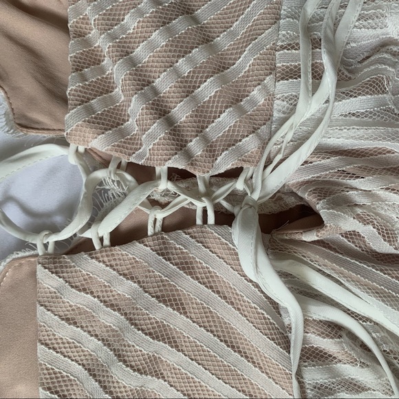 White Lace Romper with Lace Up Back - Picture 5 of 10